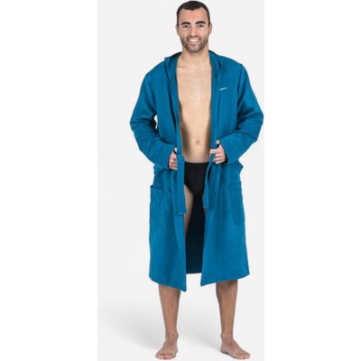 Bademantel Herren Kapuze Mikrofaser kompakt - preußischblau