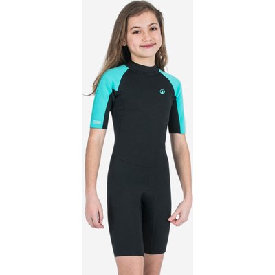 Neopren Shorty Surfen Kinder Yulex 100 1,5 mm schwarz/türkis