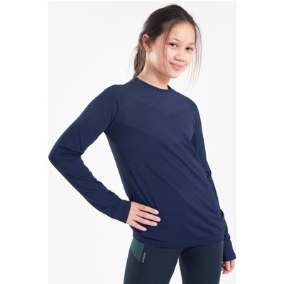 Laufshirt langarm Kinder atmungsaktiv - Skincare dunkelblau/grau