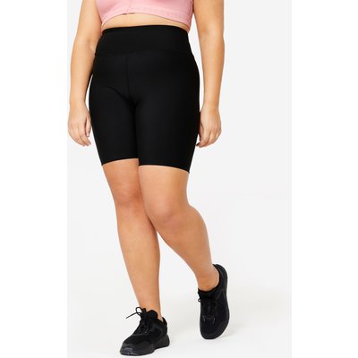 Radlerhose mit hohem Taillenbund Fitness große Grösse schwarz