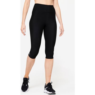 3/4-Leggings Damen atmungsaktiv dehnbar – schwarz