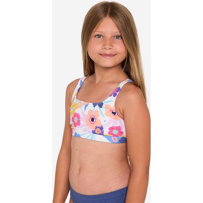 Bikini-Oberteil Mädchen Bustier geblümt verstellbar 500 Nora weiß