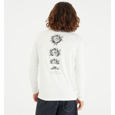 UV-Shirt langarm Herren UV-Schutz 50+ Flower weiß