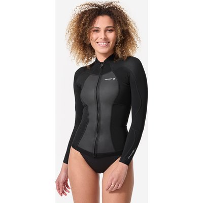 Neoprenjacke Damen Experten mit Schaumstoff 1,5 mm Front-Reißverschluss schwarz