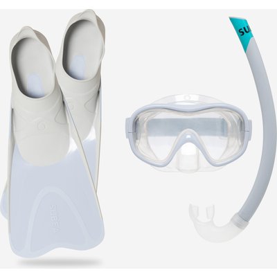 Schnorchel-Set Kinder mit Flossen Maske Schnorchel 100 grau
