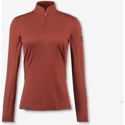 Merinoshirt Damen langarm Brustreißverschluss - Merino Resist braun