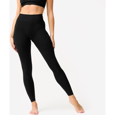 Tanz-Leggings Damen flacher hoher Taillenbund - schwarz