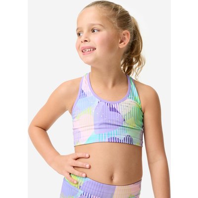Gymnastik-Bustier Mädchen atmungsaktiv - lila mit Herz-Print