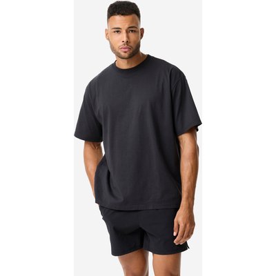 T-Shirt Herren Krafttraining weit - schwarz