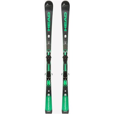 Ski Herren mit Bindung Piste - SuperShape E-Magnum Head schwarz/grün