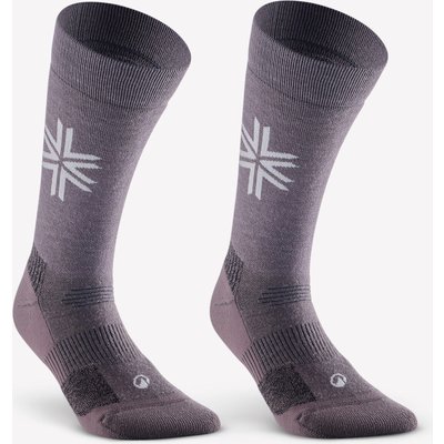 Wandersocken warm halbhoch Winterwandern - SH500 2 Paar braun/beige
