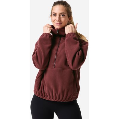 Sweatshirt Yoga Damen Fleece 1/2 Reißverschluss - bordeaux