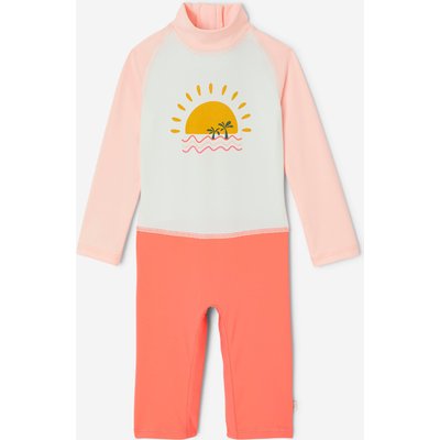 UV-Schwimmanzug langarm Baby/Kinder - rosa Print