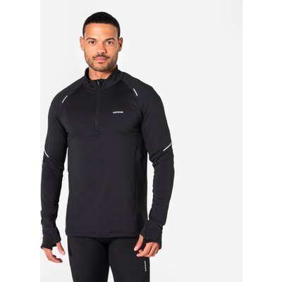 Laufshirt langarm Herren halber Reißverschluss - Run 500 Warm schwarz