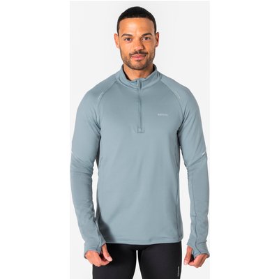Laufshirt langarm Herren 1/2 Reißverschluss - Run 500 Warm grau