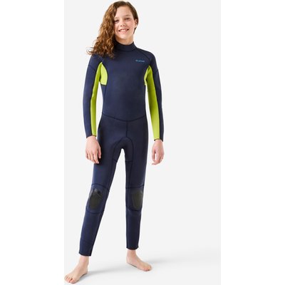 Neoprenanzug Surfen Kinder Rückenreißverschluss 100 4/3 mm blau/gelb