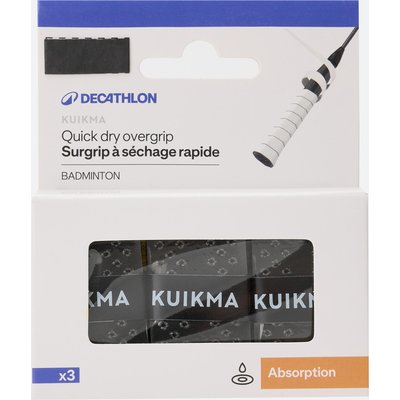 Badminton Griffband Quickdry Overgrip 3er Pack schwarz