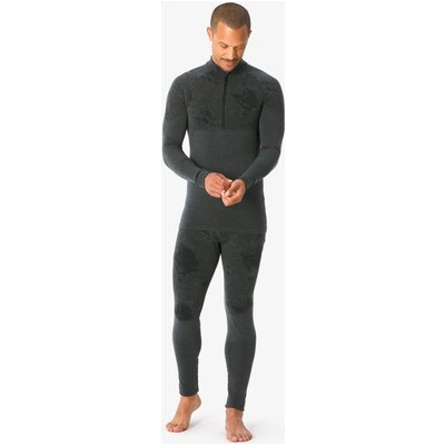 Skiunterwäsche Funktionsshirt Herren Merinowolle - BL900 Top Seamless schwarz