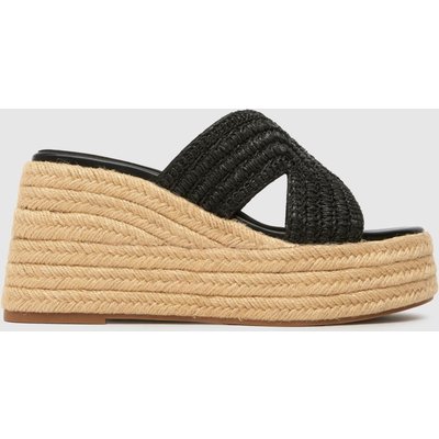 schuh Valeta Raffia Wedge in Black