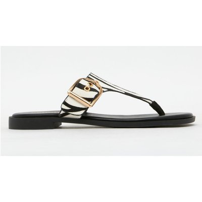 schuh Teena Leather Toe Post in White & Black