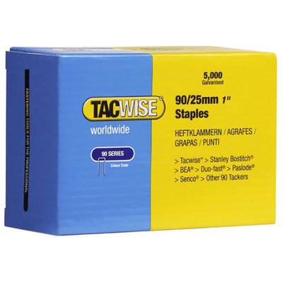 Tacwise 0308 Type 90/25mm Galvanised Narrow Crown Staples, x 5000