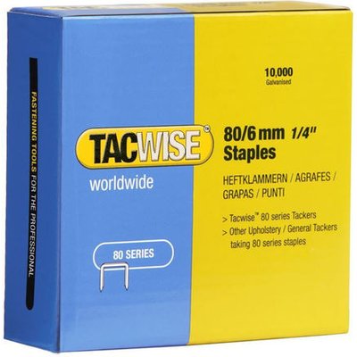 Tacwise 0381 Type 80/6mm Galvanised Upholstery Staples, Pack of 10,000