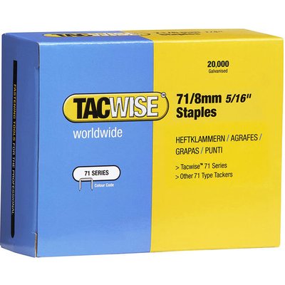 Tacwise 0368 Type 71/8mm Galvanised Upholstery Staples, x 20,000