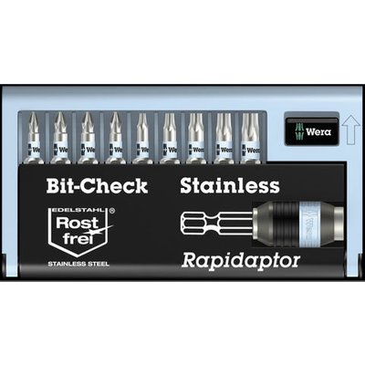Wera Wera Bc10/9 Screwdriver Bitcheck Ph/Pz/Tx/Qr Stainless Torsion 10 Pieces