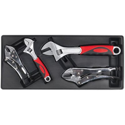 Sealey Sealey TBT04 4 Piece Tool Tray with Locking Pliers & Adjustable Spanner Set