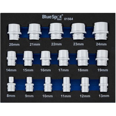 Blue Spot Tools 17 Piece 3/8" Metric Socket Set (8 - 24mm) in EVA Foam Module