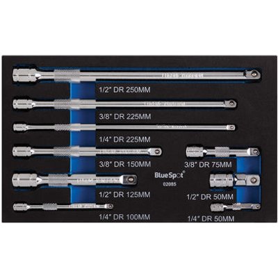Blue Spot Tools Blue Spot 9 Piece 1/4"-3/8"-1/2" Mixed Extension Bar Set in EVA Foam Module