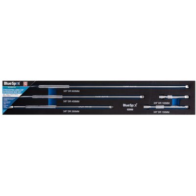 Blue Spot Tools Blue Spot 5 Piece Extra Long 3/8" Extension Bar Set in EVA Foam Module