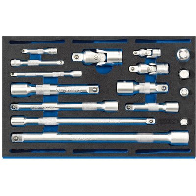 Draper IT-EVA44 16 Piece Extension Bar, Universal Joints and Socket Converter Set