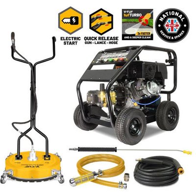 V-TUF V-TUF TORRENT3RGB Industrial 15HP Gearbox Driven Petrol Pressure Washer Kit - 4000psi (275.7Bar) - Electric Key Start - 19" SURFACE CLEANER