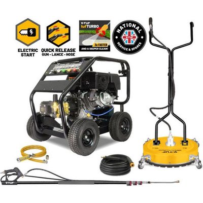 V-TUF V-TUF TORRENT3RGB Industrial 15HP Gearbox Driven Petrol Pressure Washer Kit - 4000psi (275.7Bar) - Electric Key Start - Property Cleaning Kit