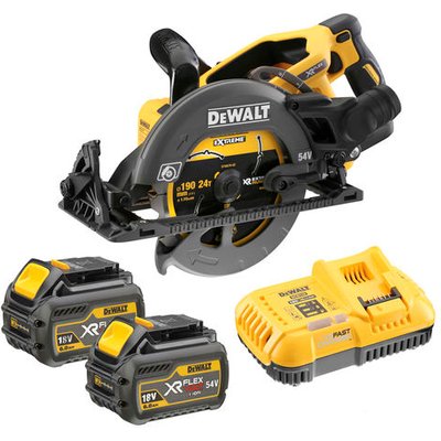 DeWalt XR FLEXVOLT DeWalt DCS577T2-GB 54V XR FLEXVOLT 190mm High Torque Circular Saw with 2 x 6Ah Batteries