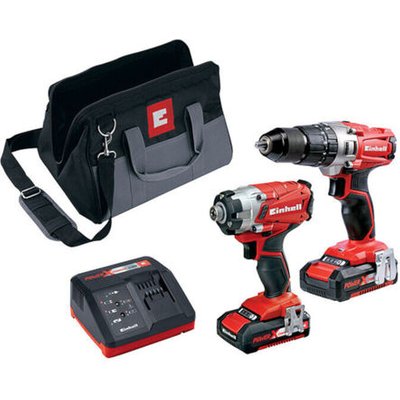 Einhell Power X-Change Einhell Power X-Change 18 V Li-Ion Combi/Impact Driver Twin Pack with 2x2.0Ah Batteries