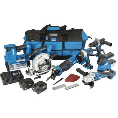 Draper D20 Draper *12/D20 D20 11 Piece 20V Jumbo Power Tool Kit with 1 x 3Ah 1 x 5Ah Batteries and Charger