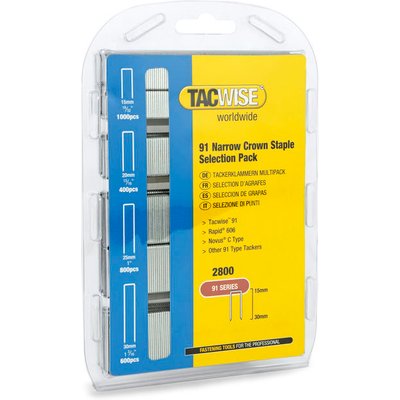 Tacwise 0204 Type 91 / 15 - 30 mm Galvanised Narrow Crown Staples, x2800