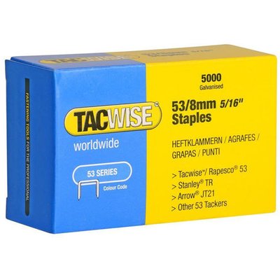 Tacwise 0332 Type 53/8mm Galvanised Staples, Pack of 5000