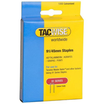 Tacwise 0768 Type 91 / 40 mm Galvanised Narrow Crown Staples, Pack of 1,000