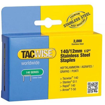 Tacwise 1220 Type 140/12mm Heavy-Duty Stainless Steel Staples, x2000