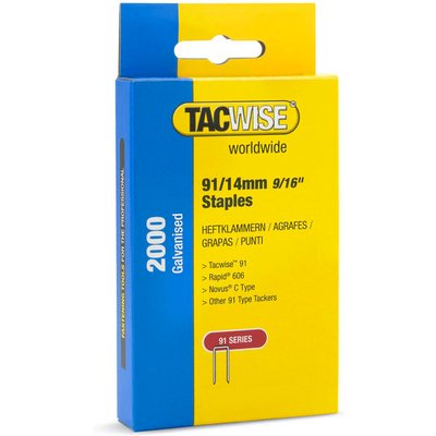 Tacwise 91 / 14 mm Galvanised Narrow Crown Staples Pack of 2000
