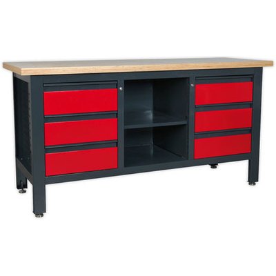 Sealey Sealey AP1905D 6 Drawer & Open Storage Workstation