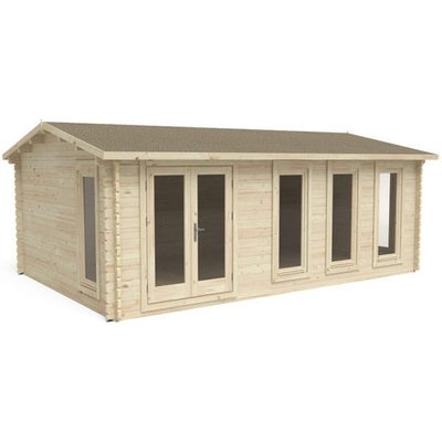 Forest Forest Garden Blakedown 6.0m x 4.0m Log Cabin - Apex Roof, Double Glazed 24kg Polyester Felt, no Underlay (Home Delivery)