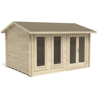 Forest Forest Garden Chiltern 4.0m x 3.0m Log Cabin - Apex Roof, Double Glazed with Felt Shingles and Underlay (Delivered or Installed)