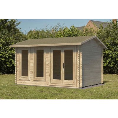 Forest Forest Garden Chiltern 4.0m x 3.0m Log Cabin - Apex Roof, Single Glazed 24kg Felt, no Underlay (Delivered or Installed)