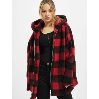 Urban Classics Ladies Hooded Oversized Check Sherpa Jacket