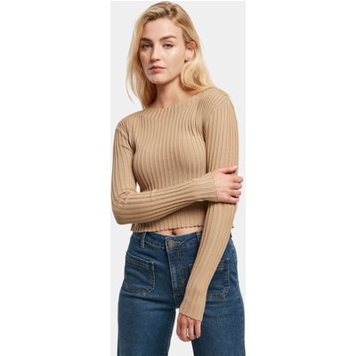 Urban Classics Ladies Short Rib Knit Twisted Back Sweater