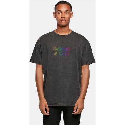 Merchcode Summer And Chill Rainbow Acid Washed Heavy Oversized Tee